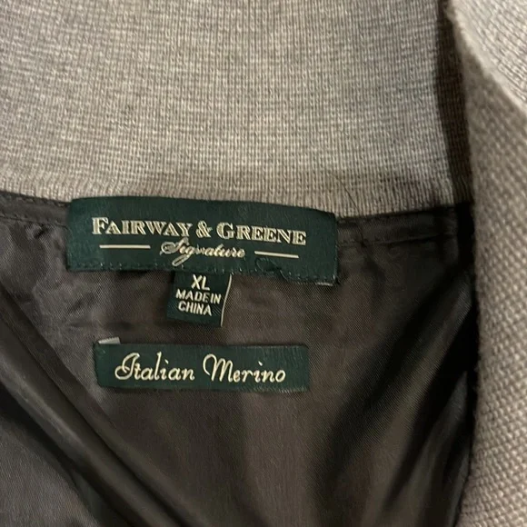Fairway & Greene NWOT grey XL Merino Golf Sweater